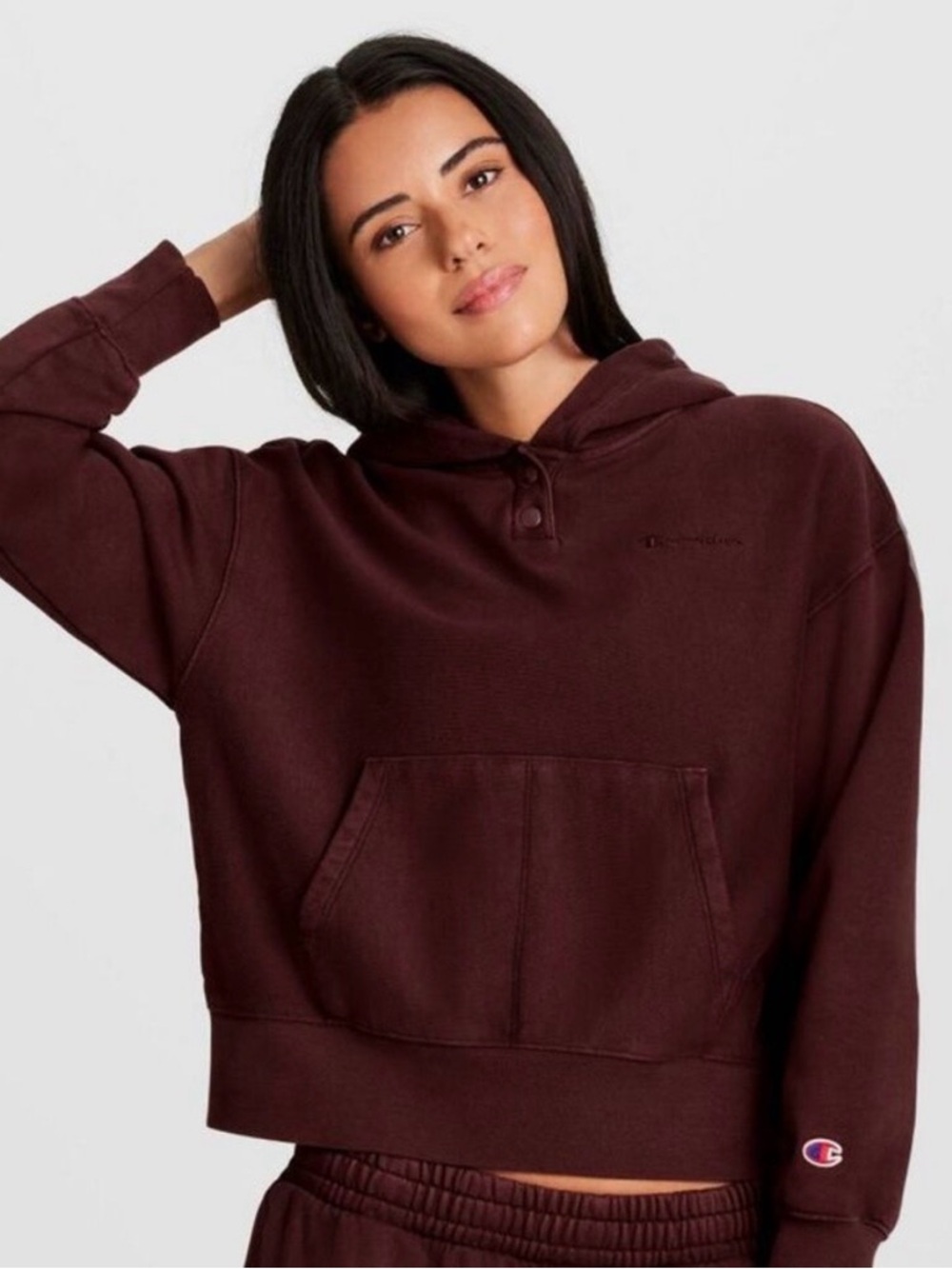 Champion - Women's Vintage Wash Fleece Hooded Sweatshirt Maroon